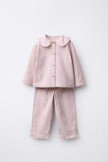 3-6 JAAR / FLANELLEN PYJAMA MET VICHY RUIT - Roze van Zara