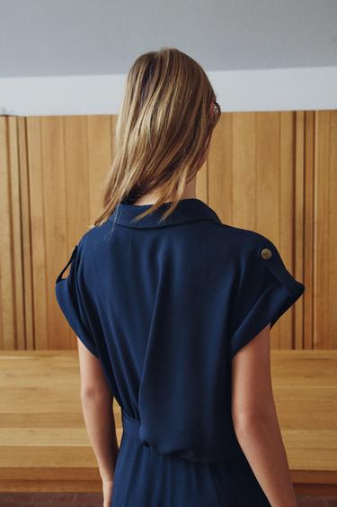 COMBINAISON LONGUE AVEC CEINTURE - Bleu marine de Zara - Image 3