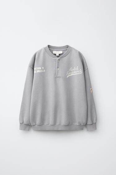 SUDADERA CUELLO POLO - Gris azul de Zara - Imagen 0
