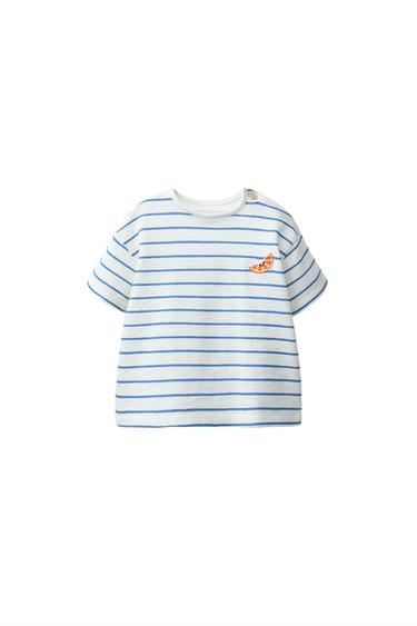 DRYŽUOTI MARŠKINĖLIAI SU SIUVINĖTA MANDARINA – Mėlyna/balta – „Zara“