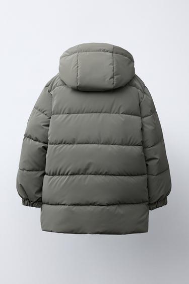 LONG COAT WITH RUBBER LABEL - Light khaki by Zara - Image 3