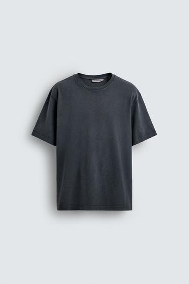 Zara HEAVYWEIGHT SHORT SLEEVE T-SHIRT - Anthracite grey
