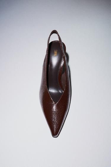 ZAPATO TACÓN ANIMAL PRINT RELEVO - Vermello bordeos de Zara