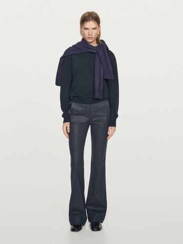 Zara Waxed flare fit trousers - Navy blue