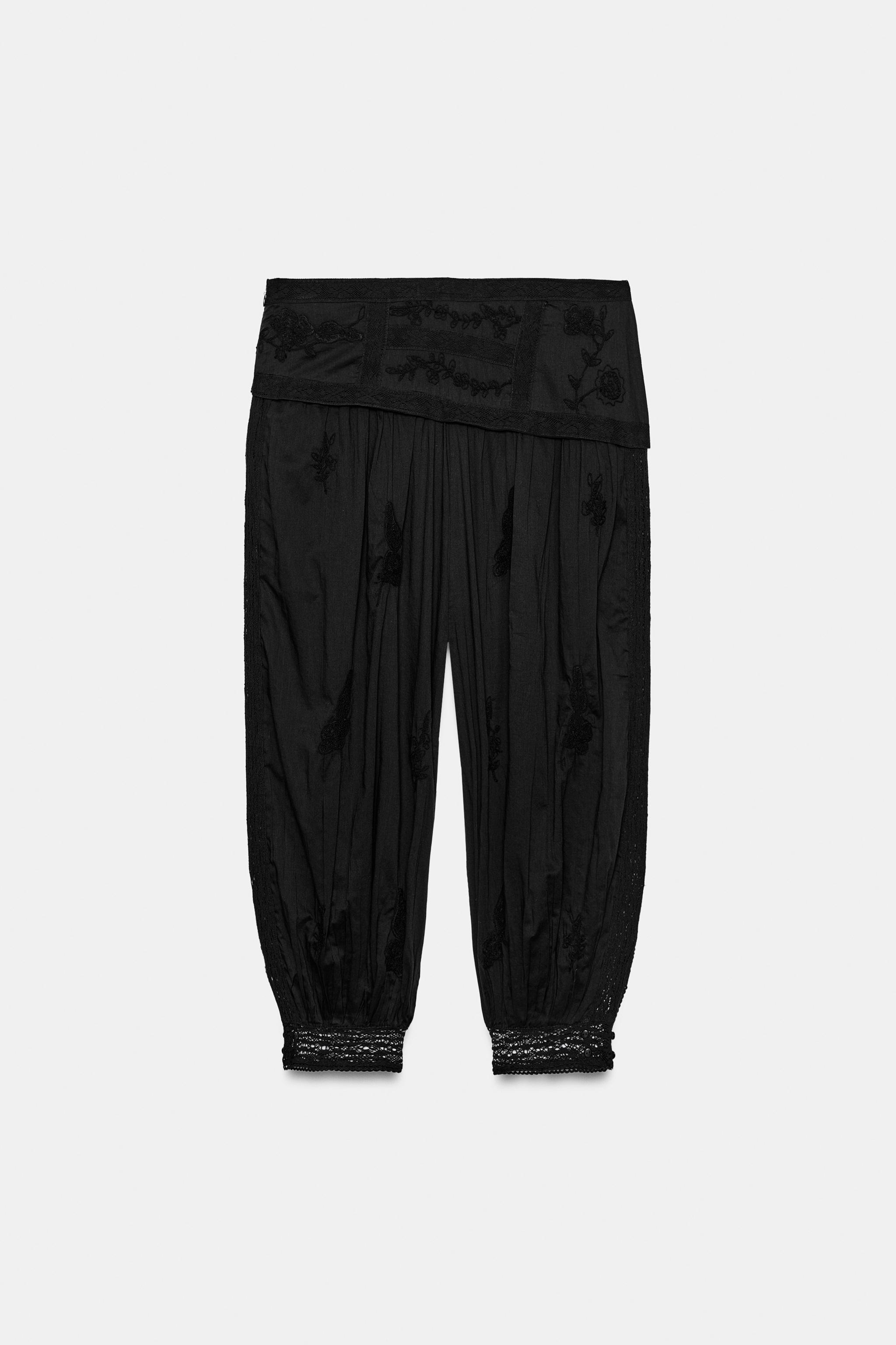 Женские брюки Zara ZW COLLECTION EMBROIDERED BALLOON PANTS — фото 7