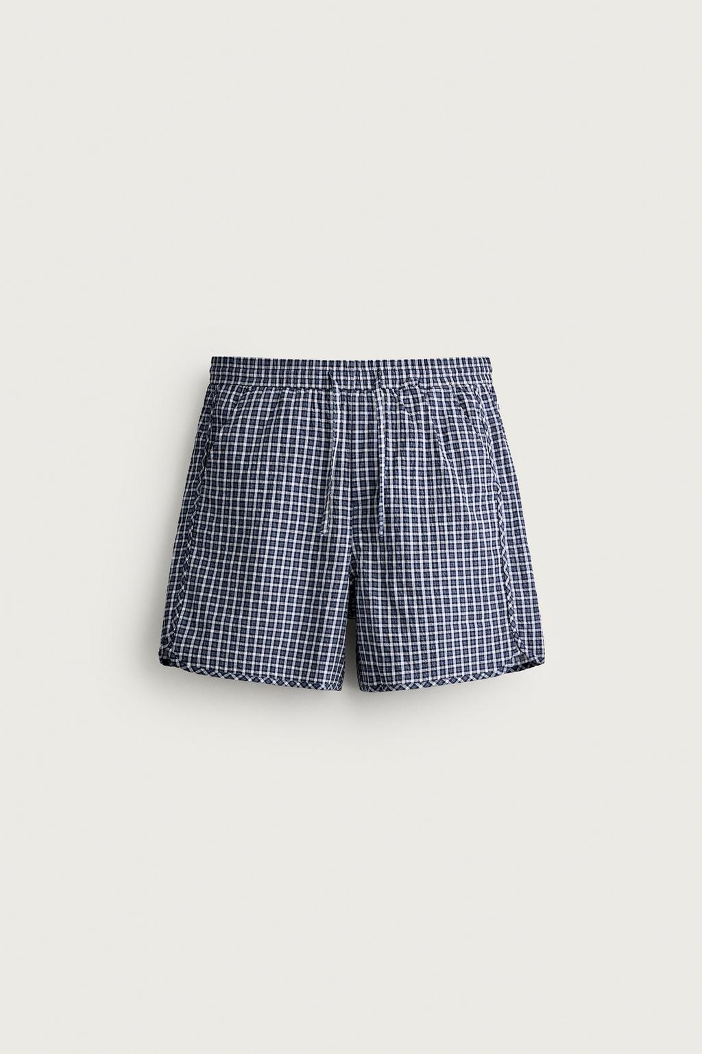 Textured Check Shorts — Men's
