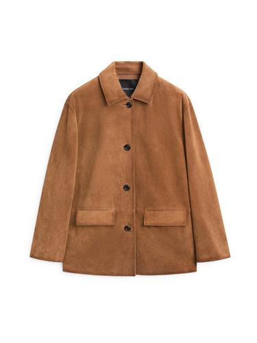 Zara Suede leather jacket - Dark mink