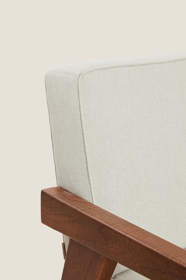 ZARA HOME BY BLASCO UPHOLSTERED WALNUT ACCENT CHAIR - Ecru by Zara - Image 3