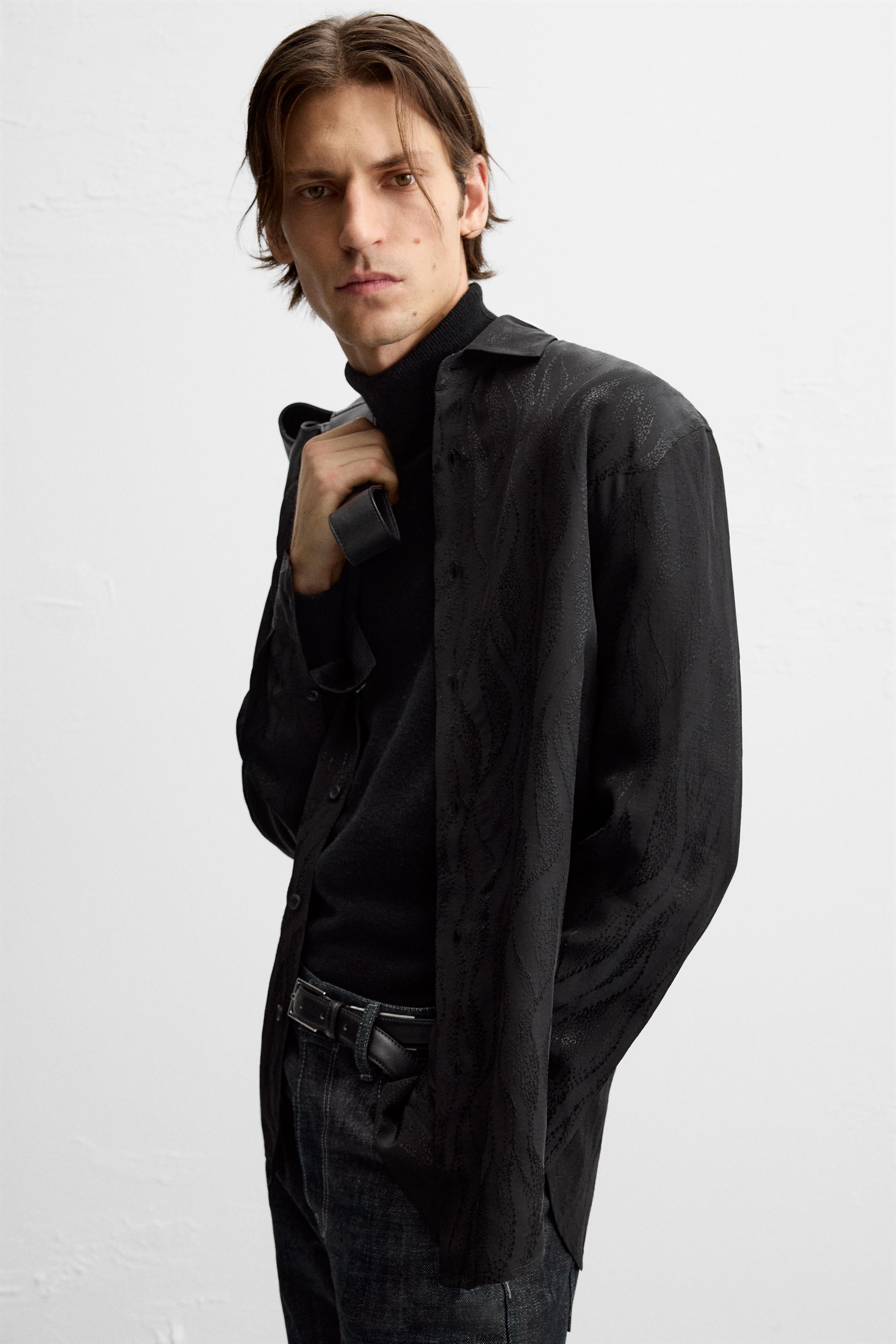 ジャカードサテンシャツ - ブラック | ZARA Japan / 日本