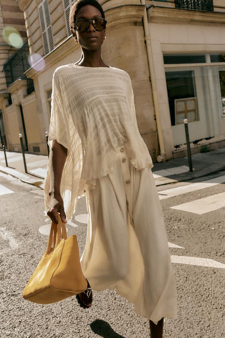 Linen Skirt Beige Button Down Skirt LINEN BLEND MIDI SKIRT WITH
