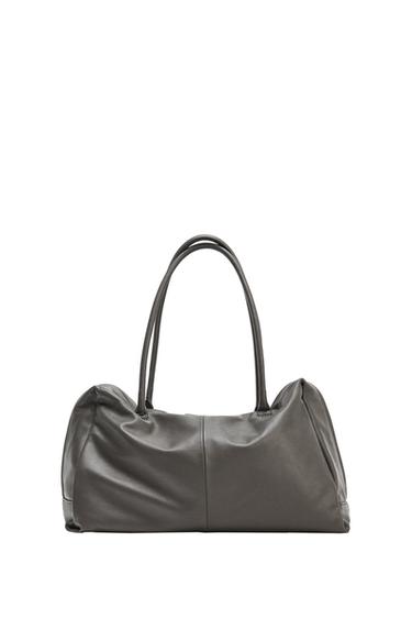 MAXI KOŽENÁ TAŠKA BOWLING - Šedá od Zara