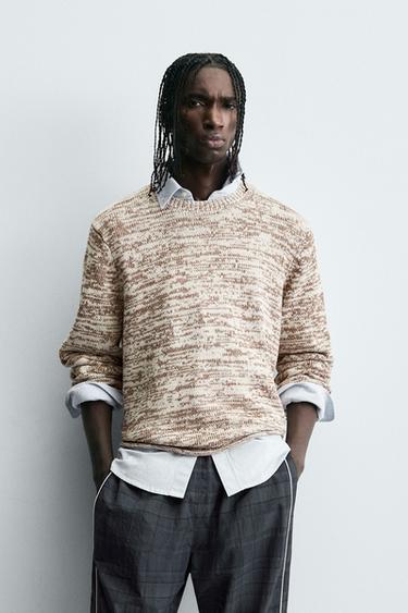 PULOVER S TEKSTURO - Rjava od Zare