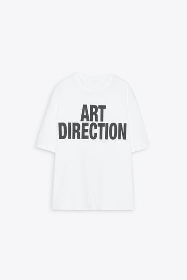 OVERSIZE T-SHIRT WITH SLOGAN - White by Zara