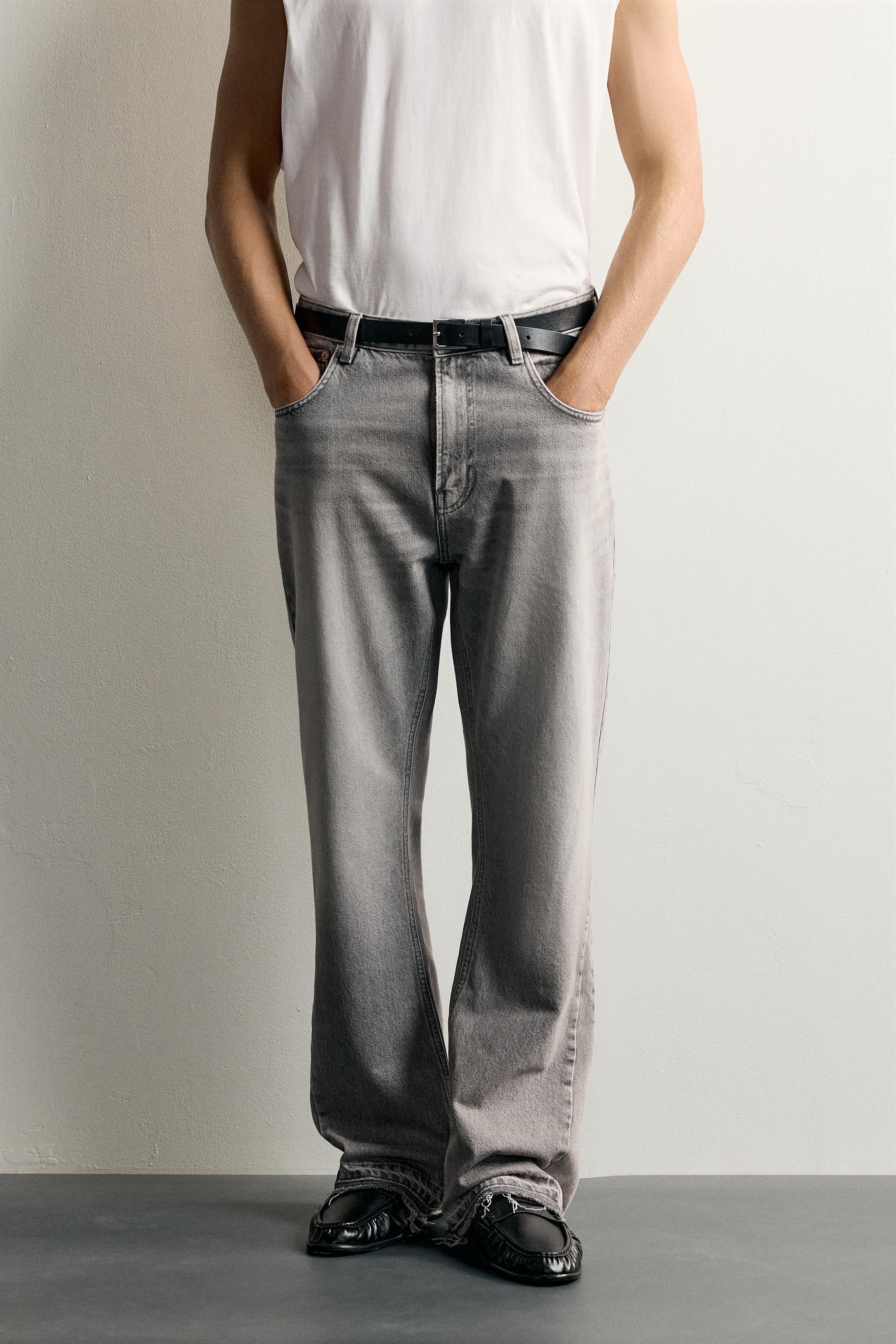 DISTRESSED FLARE FIT JEANS — Gray (alternate view)