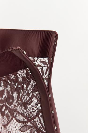 LACE MIDI SKIRT - Brown by Zara - Image 3
