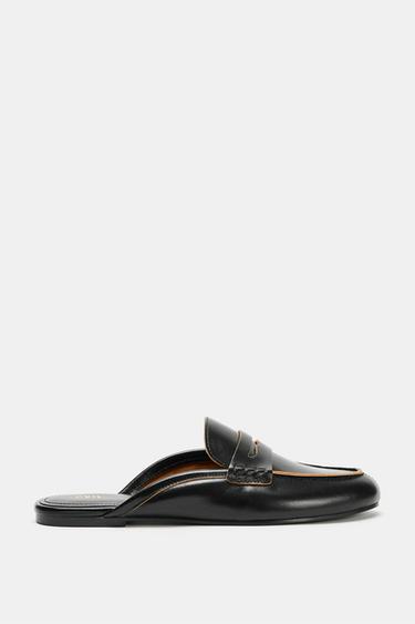 LEATHER MULE LOAFERS - Black by Zara - Image 0