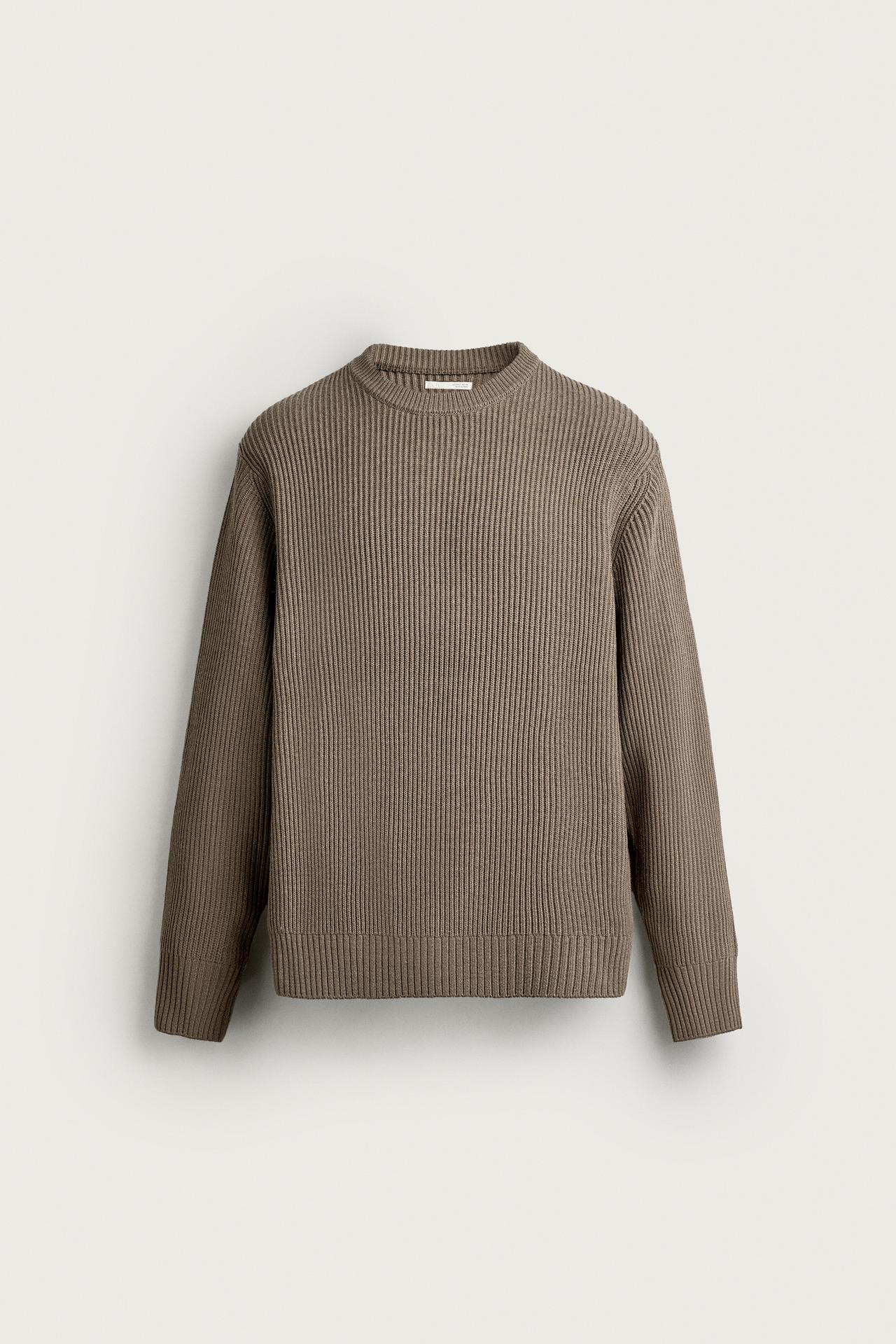 STRUCTURED REGULAR FIT SWEATER — Sand / Marl