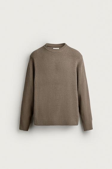 STRUCTURED REGULAR FIT SWEATER — Sand / Marl 1