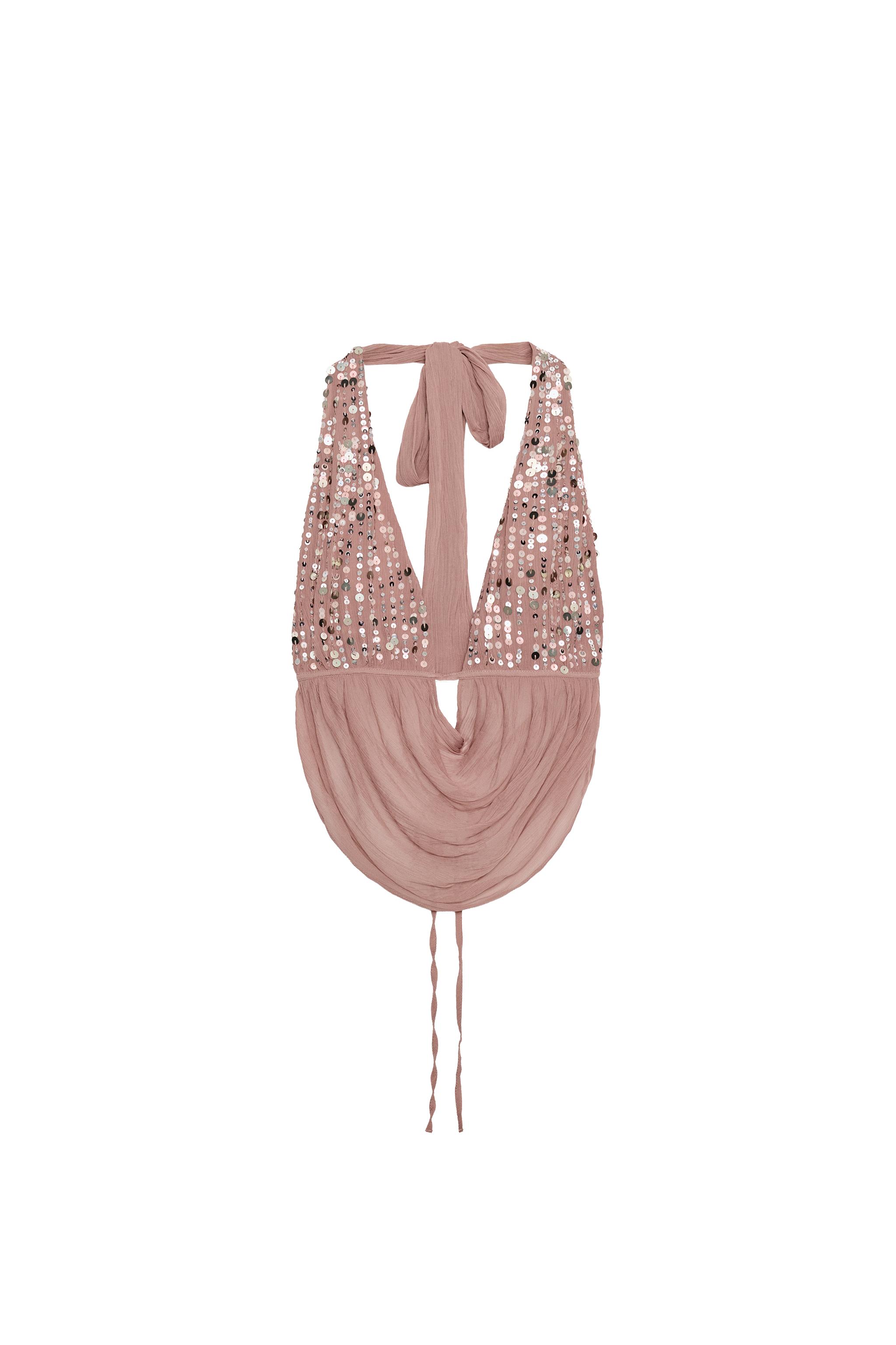 SEQUIN HALTER TOP - Pale pink | ZARA United States