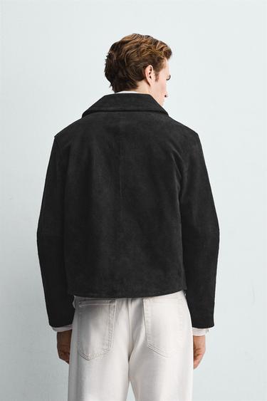 VESTE EN CUIR SUÉDÉ - Noir de Zara - Image 2