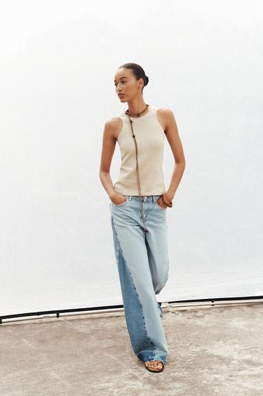 JEANS Z1975 WIDE LEG MITTELHOHER BUND KONTRAST - Hellblau von Zara