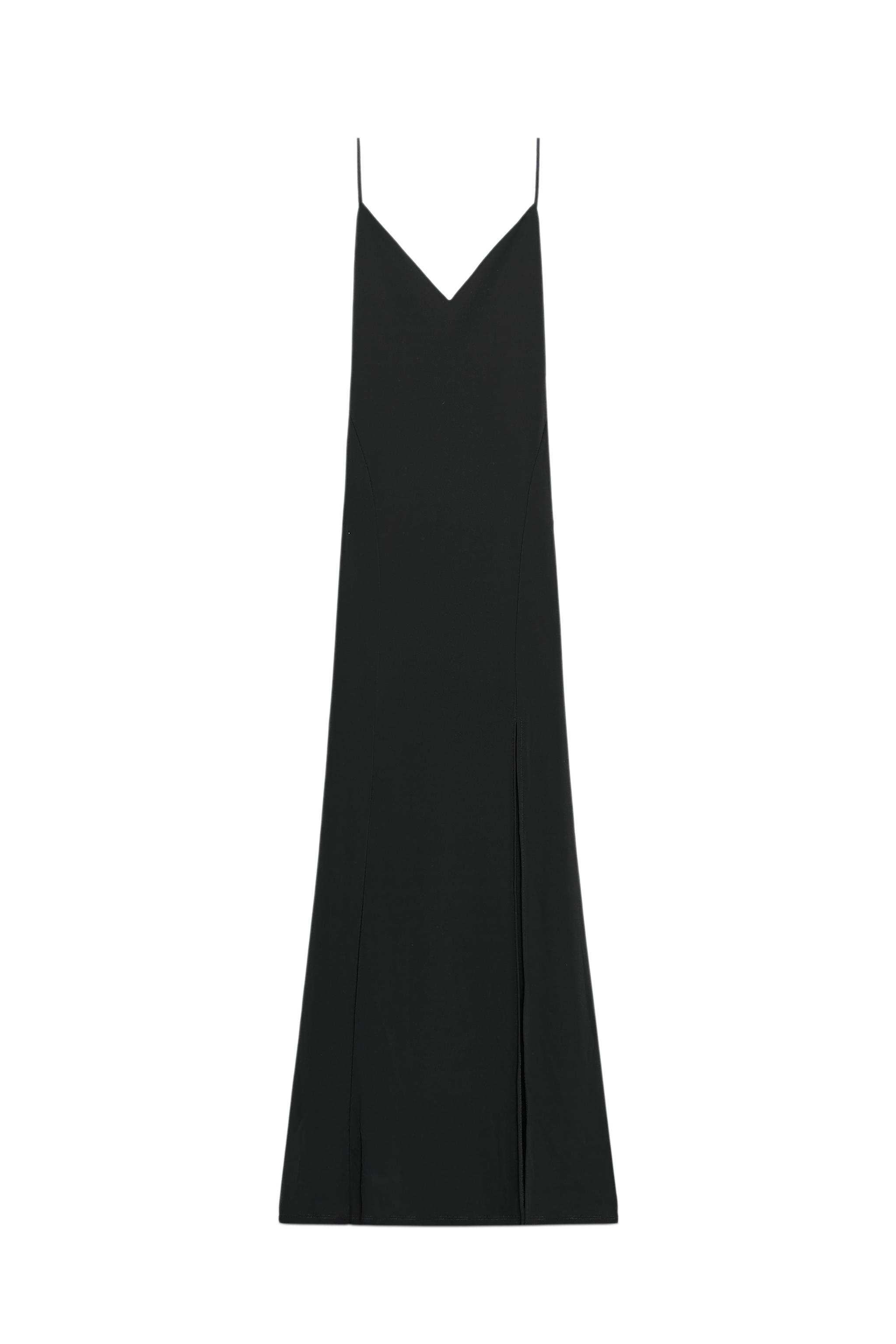 zara fitted crepe dress Lorde Embellished Crepe Maxi Dress - Black main image 0