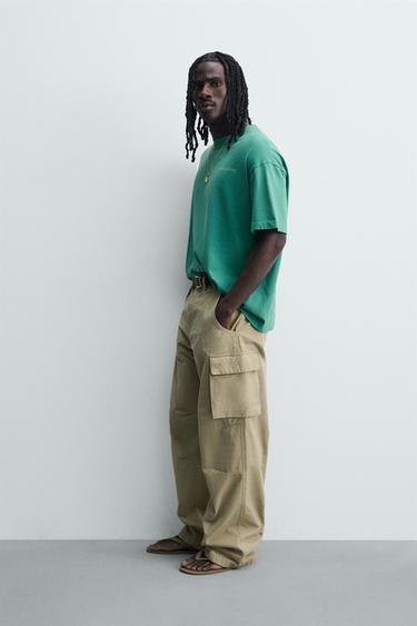 RELAXED FIT WASHED PRINTS T-SHIRT - Light green by Zara - Image 3