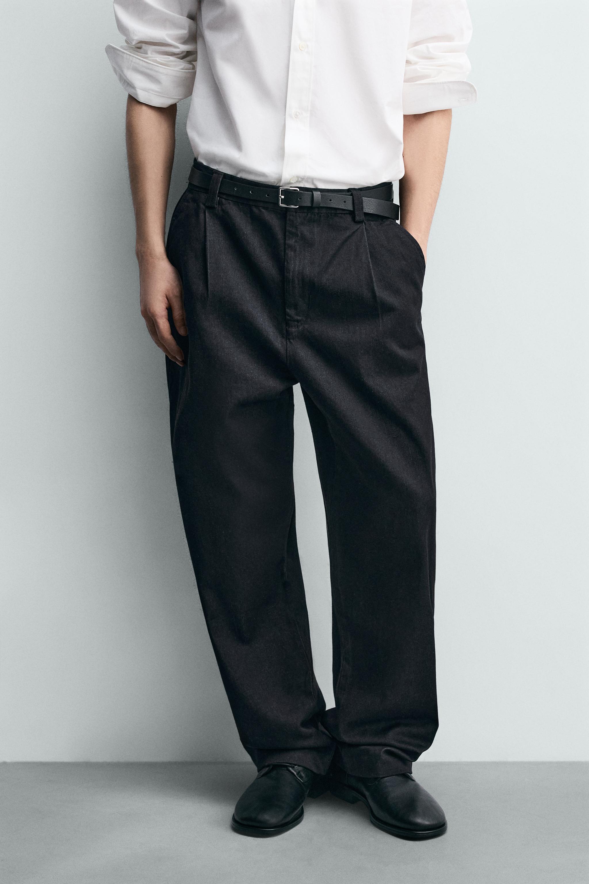 PLEATED DENIM CHINO PANTS — Indigo (alternate view)