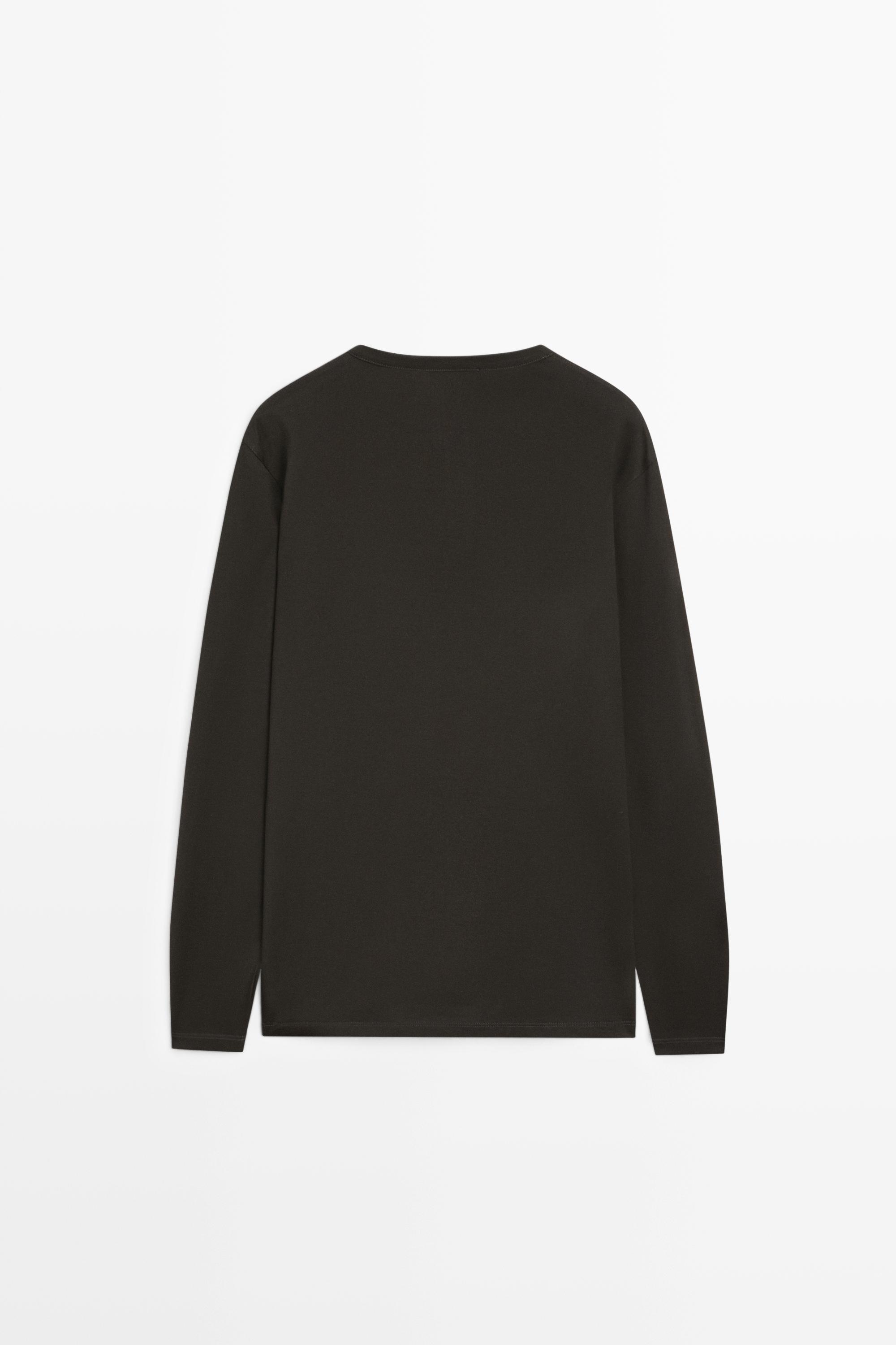 100% cotton long sleeve henley T-shirt