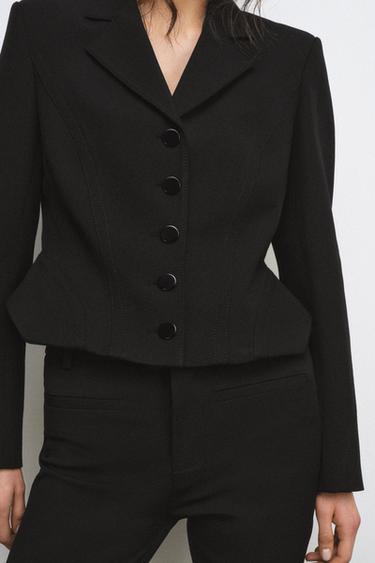 ZW COLLECTION SHORT BLAZER WITH TOPSTITCHING - Black by Zara - Image 3