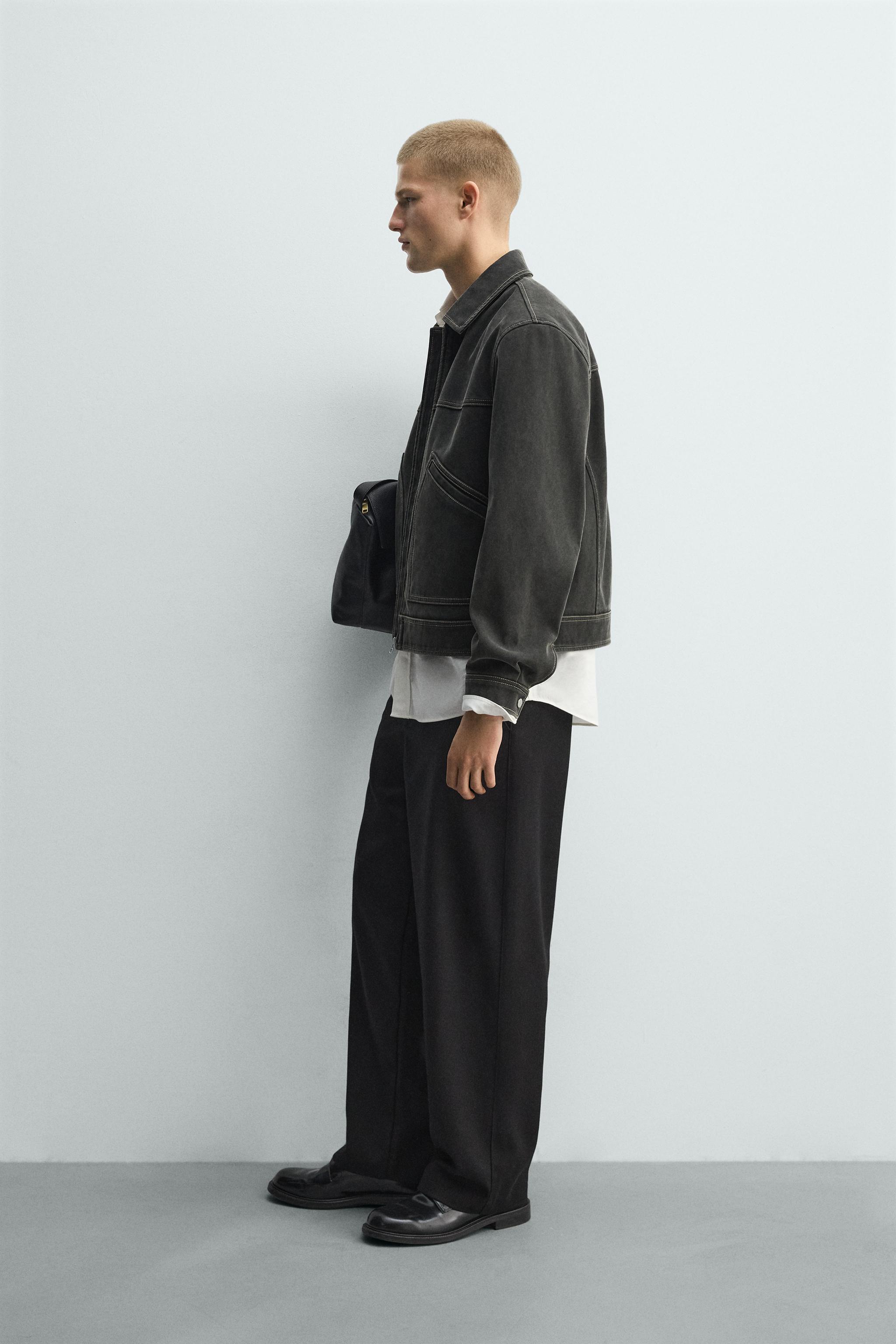 ZARA ウォッシュドエフェクトステッチジャケット ウォッシュドエフェクト ステッチジャケット - ブラウン | ZARA Japan