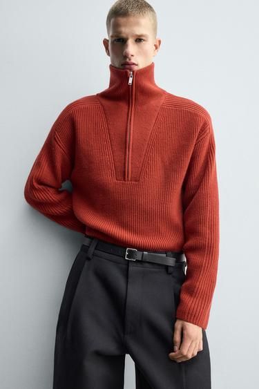 PURL KNIT QUARTER-ZIP JUMPER - Red by Zara - Image 4