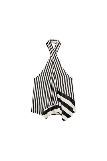 STRIPED HALTER TOP - Black / White by Zara