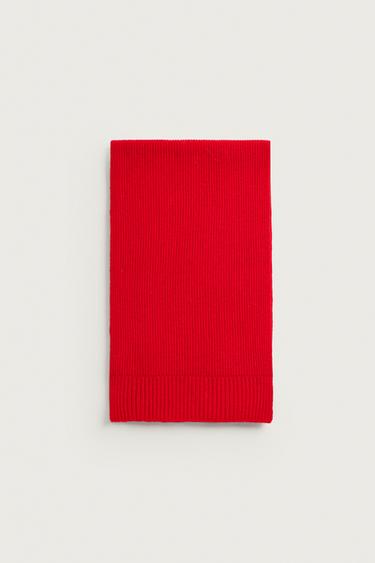 100% WOOL KNIT SCARF — Red 1