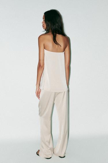 TOP SATINÉ BUSTIER - Gris / Beige de Zara - Image 3