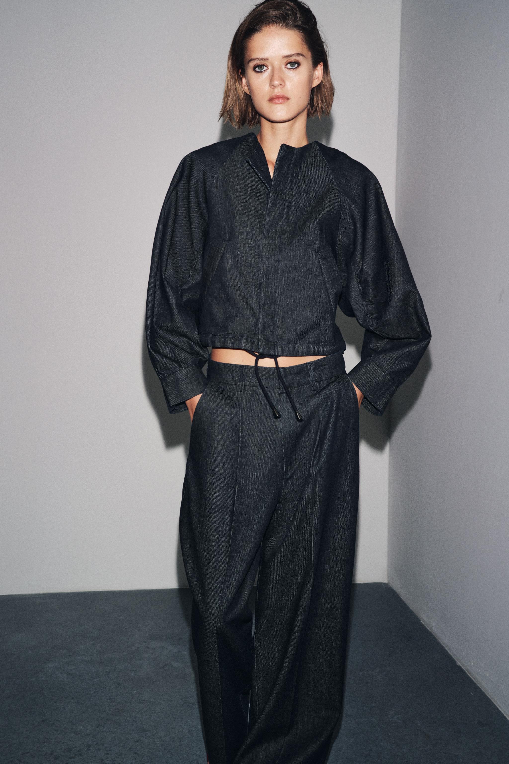 ZARA ブラック ジャンパー・ブルゾン パンツセットアップ ZARA（ザラ）】低身長さんが選ぶなら薄軽ブルゾン！梅雨寒
