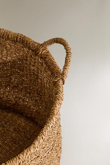 GRANDE CORBEILLE ALGUES AVEC POIGNÉES - Marron de Zara - Image 1