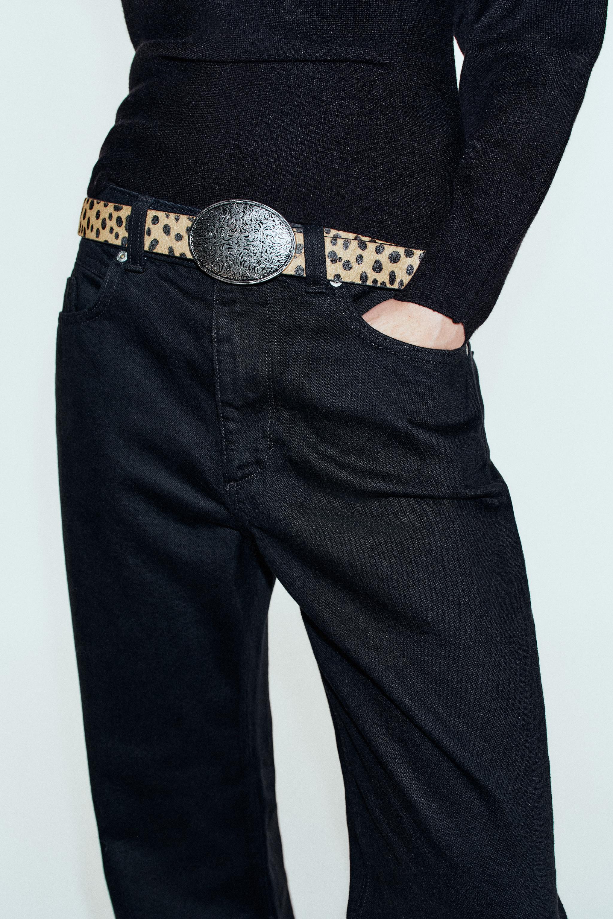100% Leather Animal Print Belt by Zara