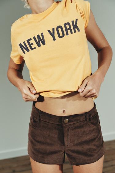VARSITY SHORT SLEEVE T-SHIRT - Yellow by Zara