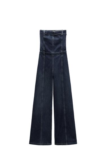 STRAPLESS TRF DENIM DRESS