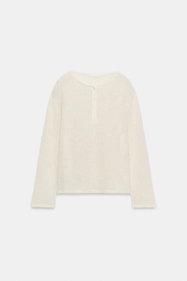 RUSTIC HENLEY T-SHIRT - Ecru by Zara