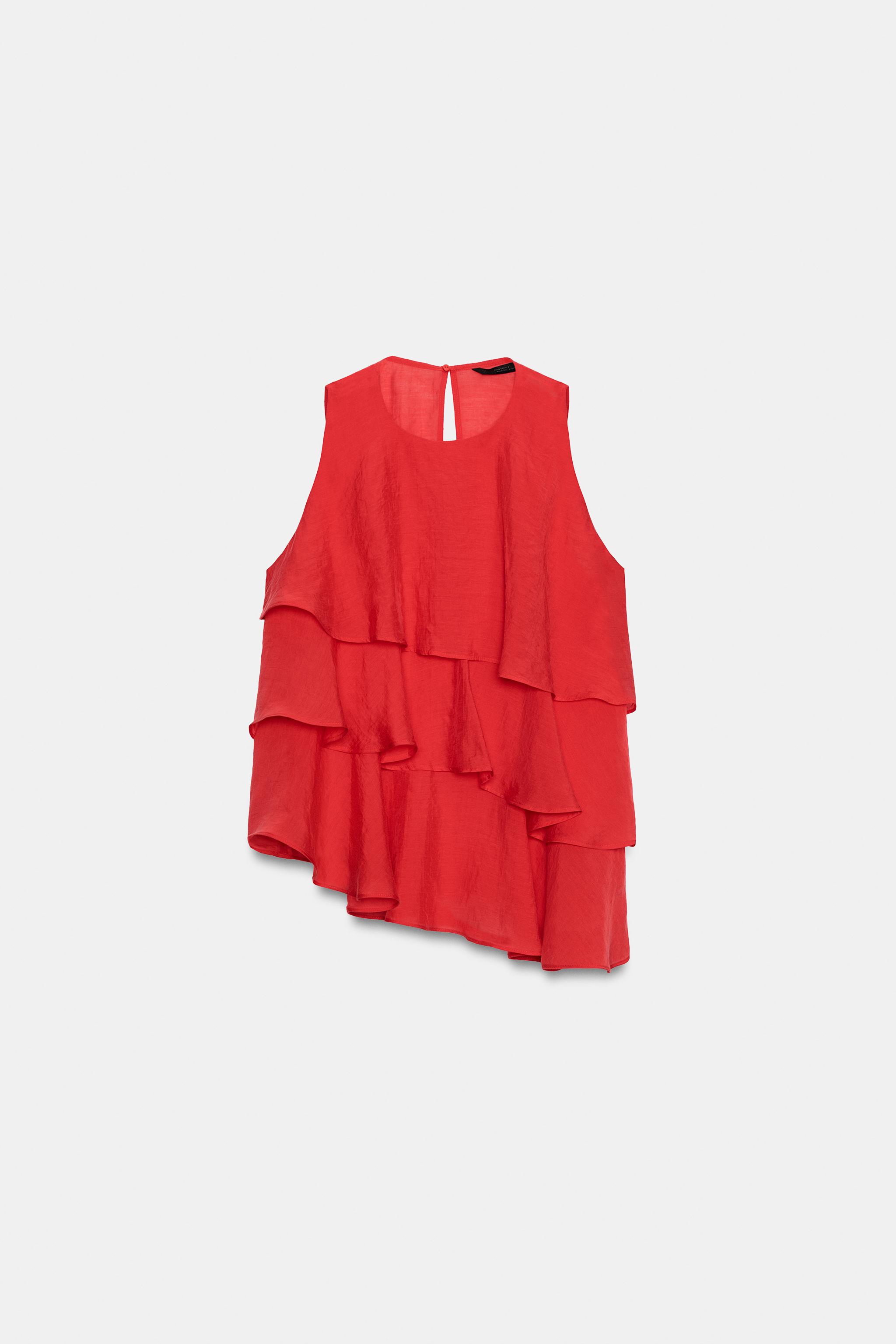 Zara ASİMETRİK FIRFIRLI TOP görsel 4