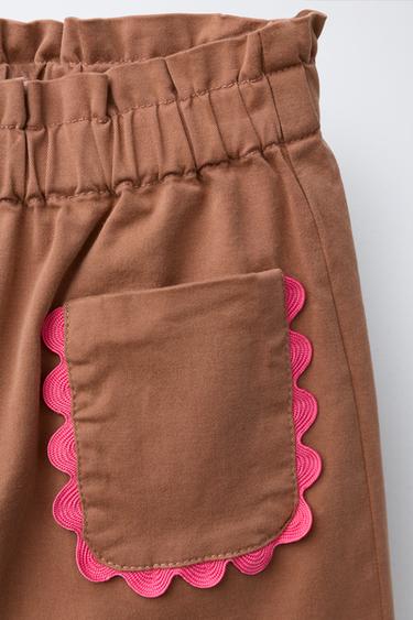 PANTALON JUPE-CULOTTE ONDULINE - Marron clair de Zara - Image 2