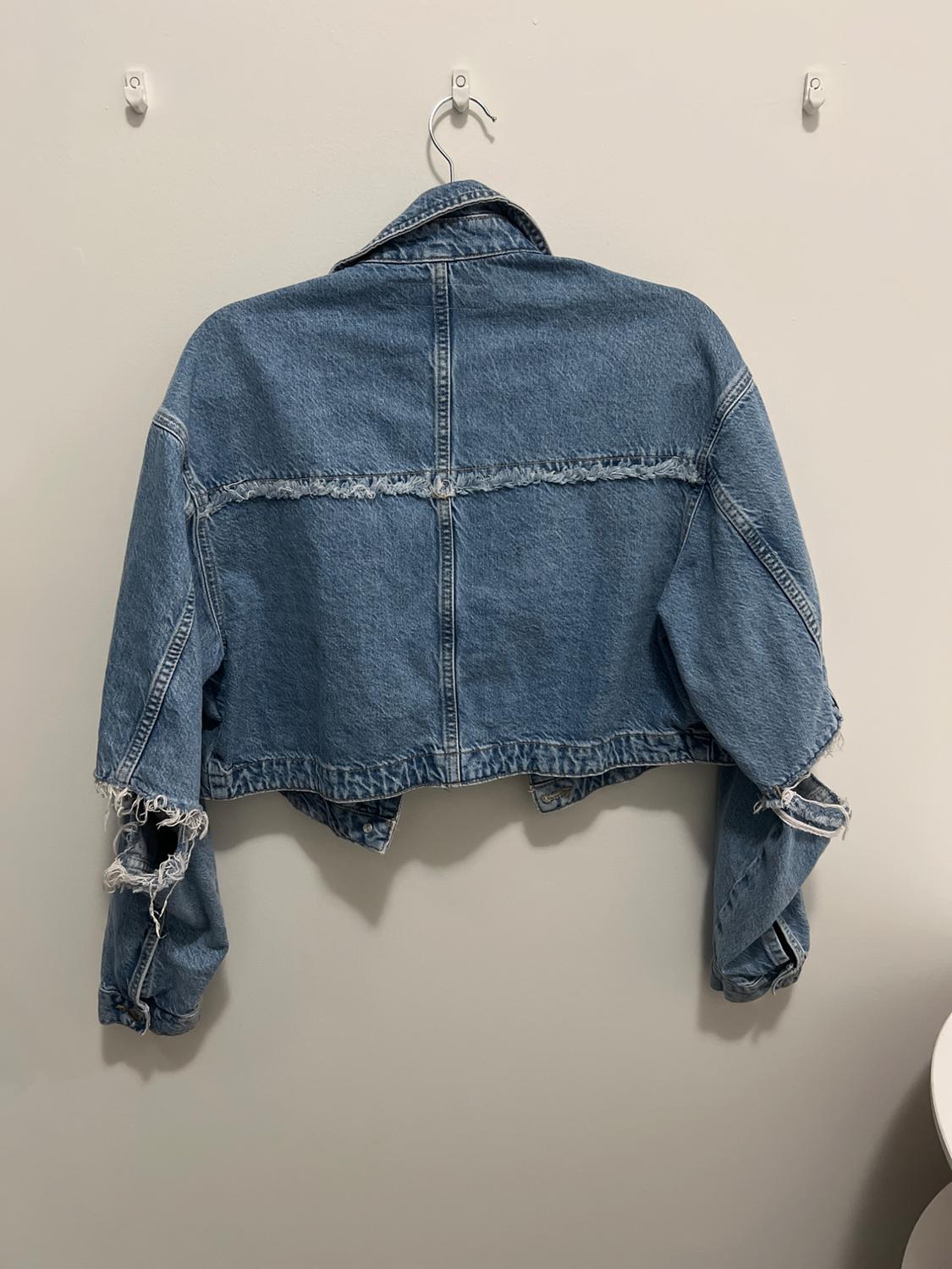 Z1975 CUT OUT CROPPED DENIM JACKET - Image 2