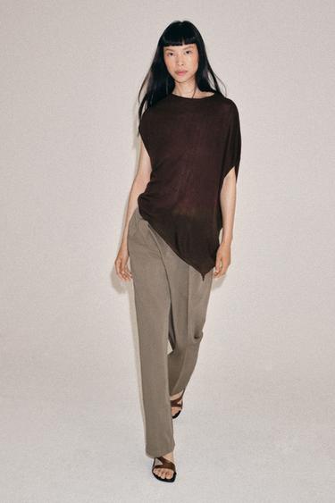 ASYMMETRIC KNIT JUMPER - Brown by Zara