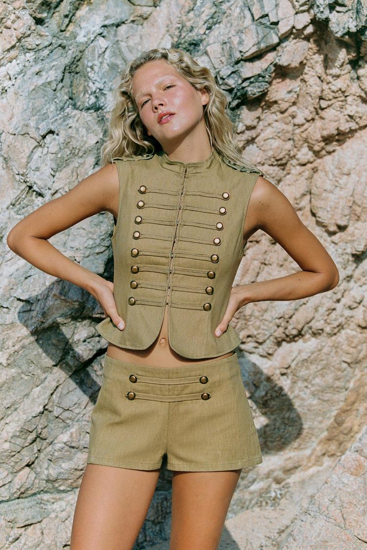 COTTON WAISTCOAT WITH MINI BUTTONS