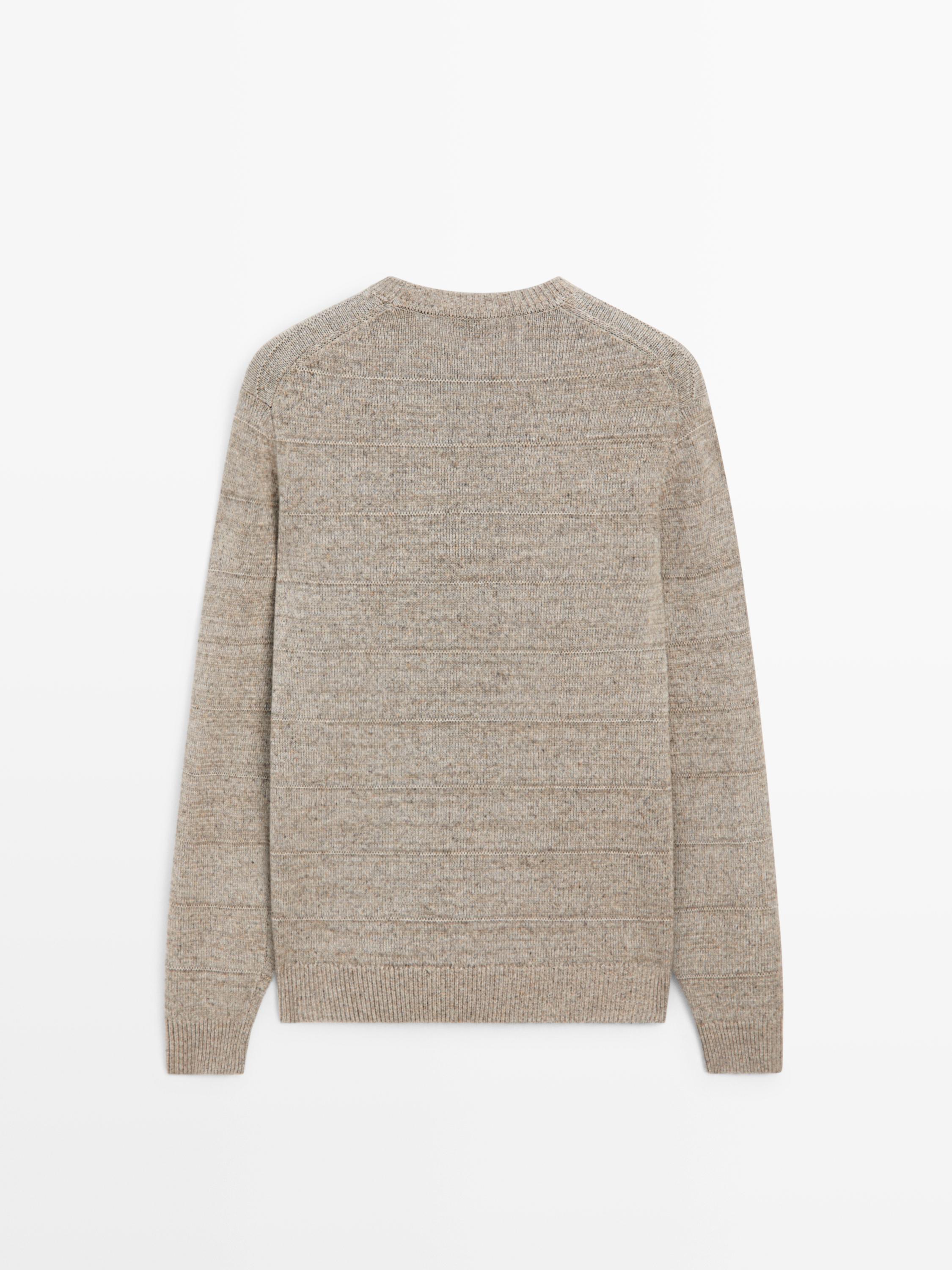 Striped knit crew neck sweater