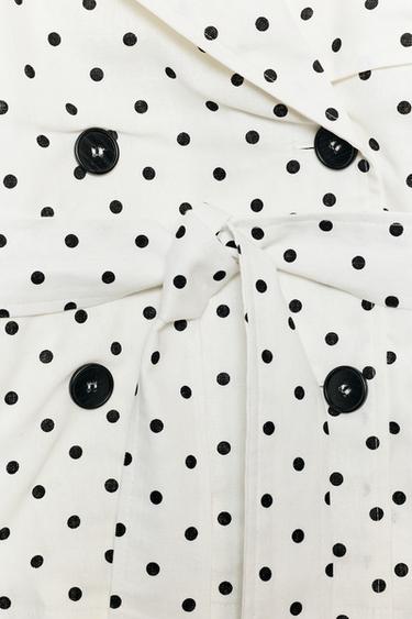BLOUSON TRENCH CEINTURE À POIS - Blanc / Noir de Zara - Image 10