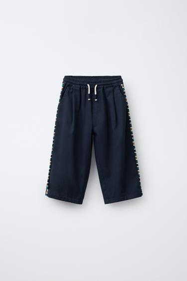 CULOTTEBUKSER MED BRODERI I SIDEN - marine fra Zara - Billede 0