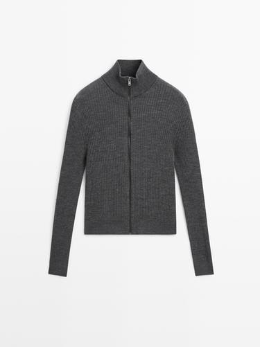 Zara Wool zip-up cardigan - Anthracite grey